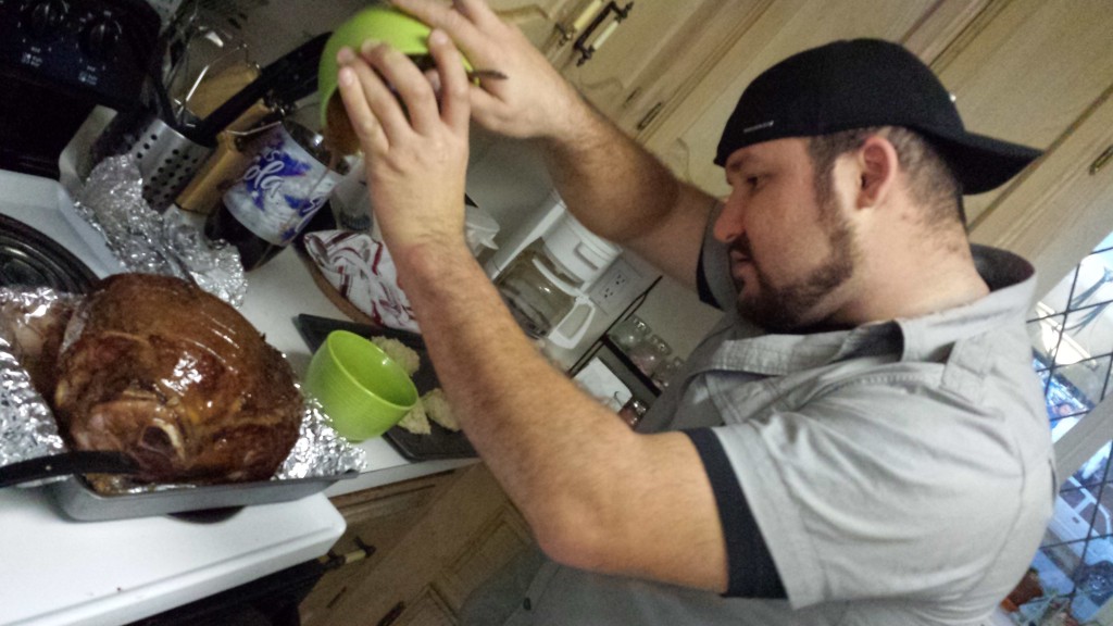 Making the glaze for the ham.