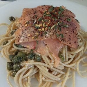 Pasta & Salmon in Lemon-Caper Sauce
