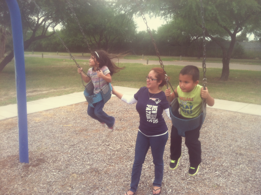 Me, make-upless, with the 2 little ones