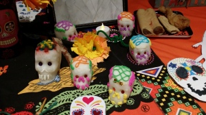 Real sugar skulls from a neighboring altar