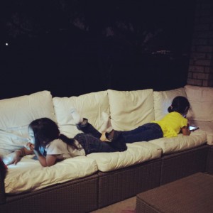 The girls on their iPads
