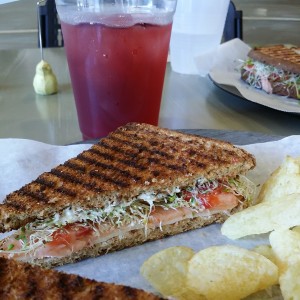 Hibiscus tea and strawberry salmon panini