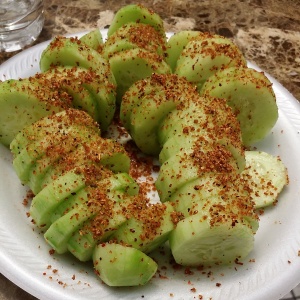 Cucumber, lime and Tajin!