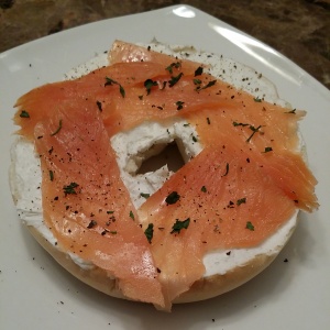 Salmon and cream cheese bagels!