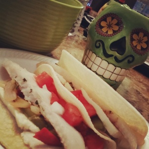 Fish tacos and the sugar skull mug my love bought me that morning :)